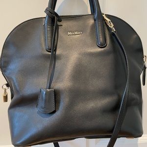 Max Mara black leather handbag satchel handle bag